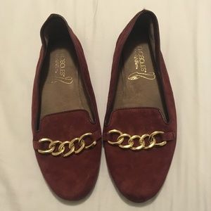 Aerosoles Faux Suede Burgundy Loafers Size 8.5